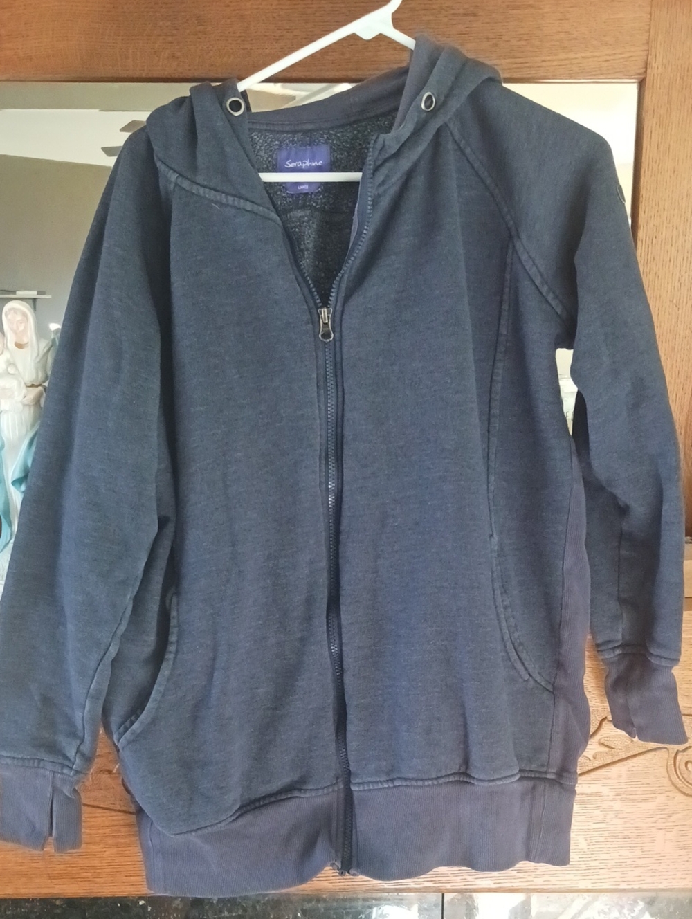 Seraphine Navy Zip-Front Hooded Maternity & Nursing Bomber Jacket